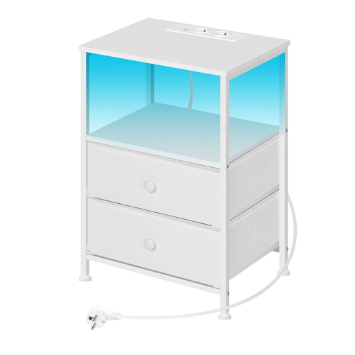 Woltu Nightstand with Power Outlet and LED