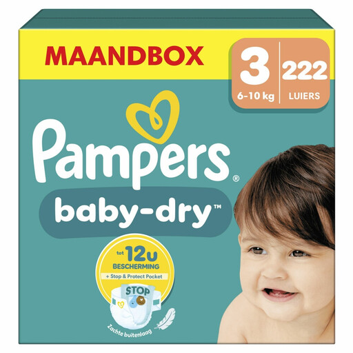 Pampers Baby Dry Diapers Size 3 Monthly Box – 222 Diapers