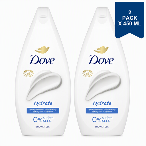 Dove Showergel Hydrate 450ml (2-Pack)