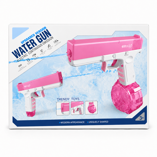 Pink Electric Water Gun for Kids – Rechargeable Automatic Water Blaster with Large Capacity Drum