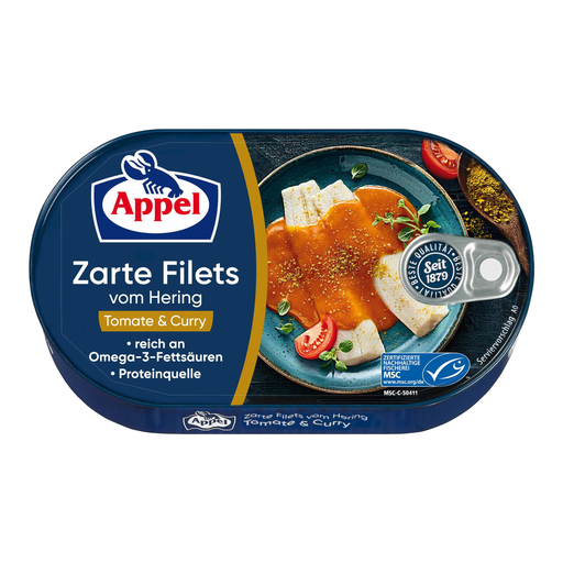 Appel Tender MSC Herring Fillets in Tomato & Curry 200 g x 10