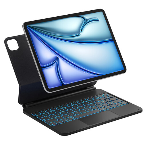 Inateck Magnetic Keyboard Case for iPad Air 11" M4/M3/M2, iPad Air 5th/4th Gen 10.9", iPad Pro 11" (1st–4th Gen), Floating Cantilever Stand, 7-color backlight and trackpad, AZERTY layout, Model KB09119