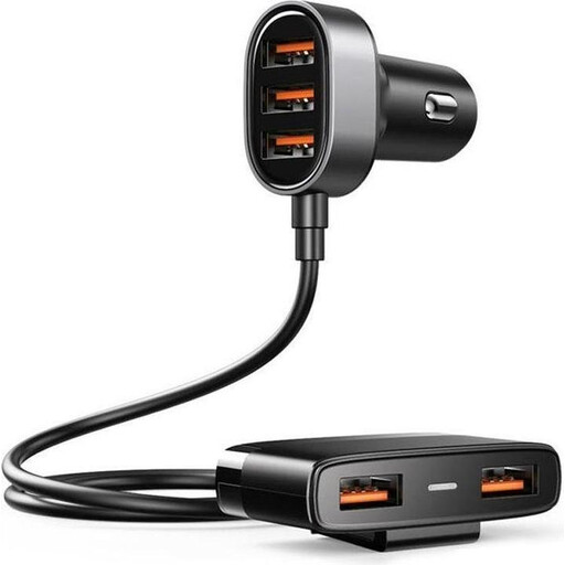 JOYROOM fast car charger 5x USB 6.2 A with extension cable black