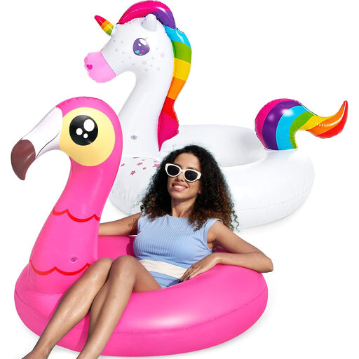 Sloosh 2-Pack Flamingo Unicorn Inflatable Floats