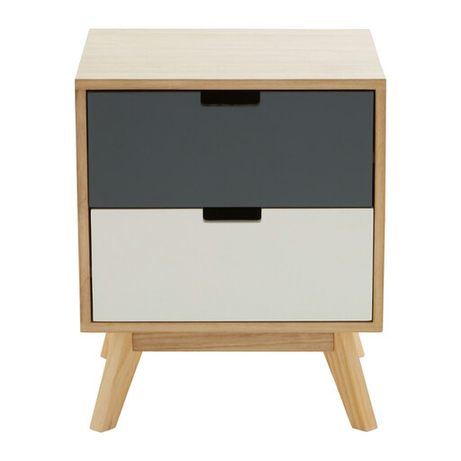 Interiors by Premier Bedside Table Watson 2 Drawer in a natural, grey and white finish