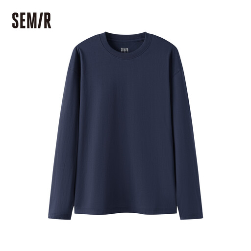 SEMIR Solid Color Basic Long Sleeve T-Shirt Navy Blue L