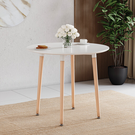 Vida Designs Batley 4 Seater Round Dining Table, White