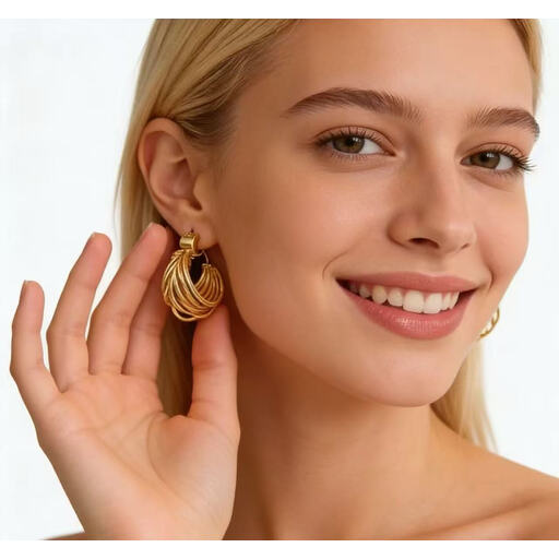 VoxorAI C-shaped hoops with a gold finish