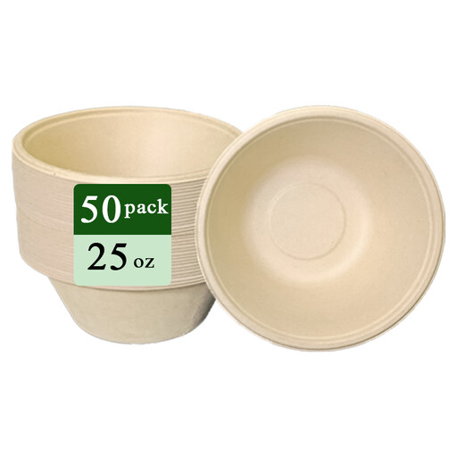 Rui bamboo disposable bamboo fibre bowl 25oz 50pack