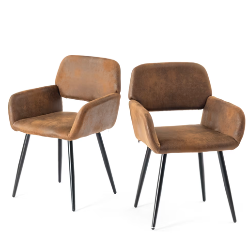 URBAN MEUBLE Set of 2 Dining Chairs Faux Suede
