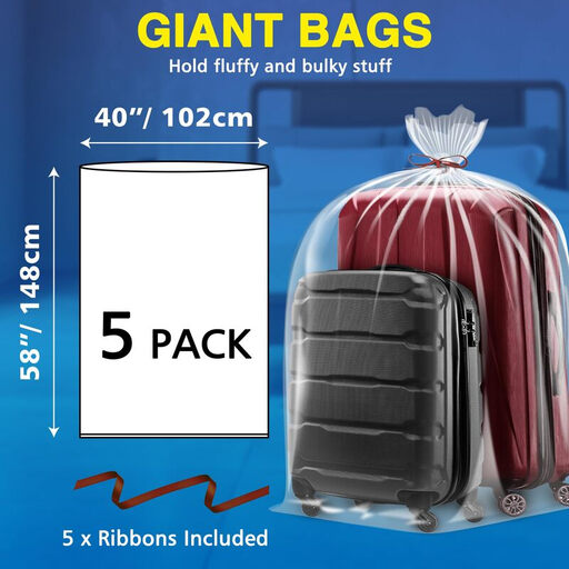 5 Pcs Extra Large Clear Plastic Storage Bags