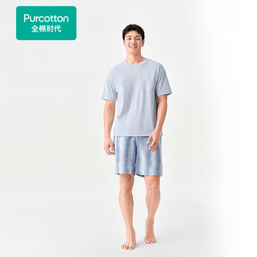 Purcotton Men's Cooling Knit Top & AirySoft Gauze Shorts Loungewear Set