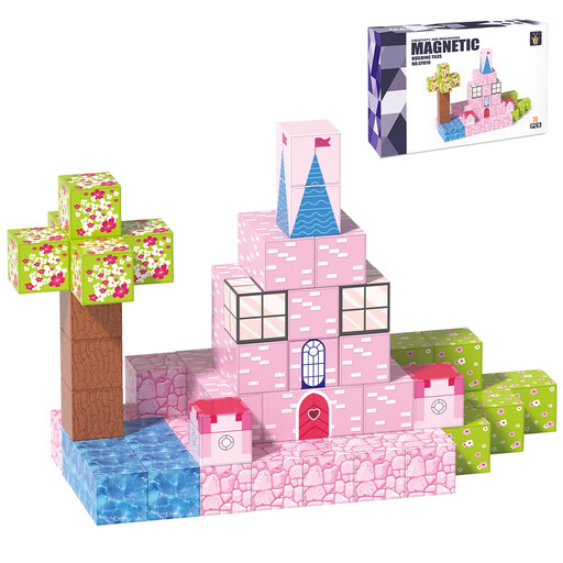 XINQIYUAN Qiyuan Educational Toy 2.5cm Magnetic World Pink Castle Building Blocks Set 78pcs