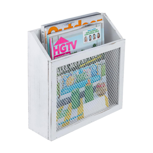 MyGift Rustic Wood and Wire Magazine Holder