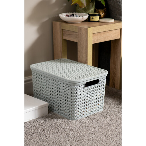 Strata Urban Storage Basket & Lid 24L Cool Grey