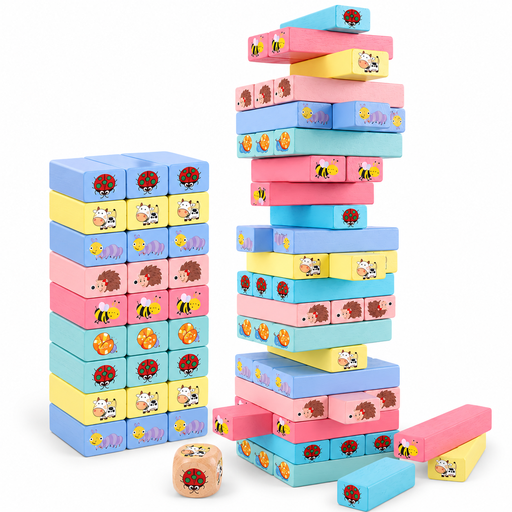 51-Piece Wooden Stacking Blocks Game
