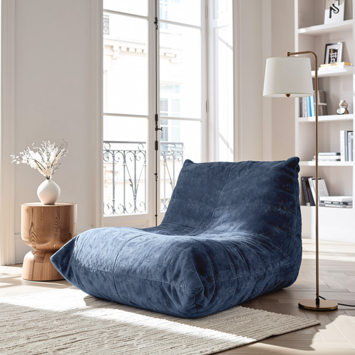 URBAN MEUBLE Luxury Silver-Thread Chenille Lounge Bean Bag Blue