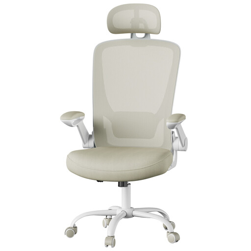 Ochama Light Beige Ergonomic Mesh Swivel Office Chair