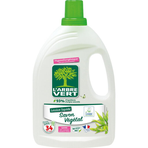 L'ARBRE VERT Hypoallergenic Vegetable Soap Liquid Laundry Detergent