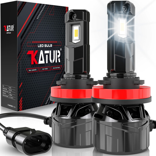 KATUR H11 LED Headlight Bulb 120W 30000LM, H8 LED Bulb 6000K Xenon White Plug and Play 1:1 Mini Size High Efficiency Cooling System H9 Headlight Bulbs, Pack of 2