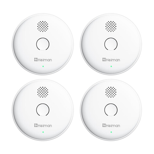 Heiman Radio Networkable Wireless Smoke Detector, Max 40 Networkable Fire Alarms, 85 dB, 10-Year Battery, EN14604, with Mute Switch, Model 2SA 4-Piece