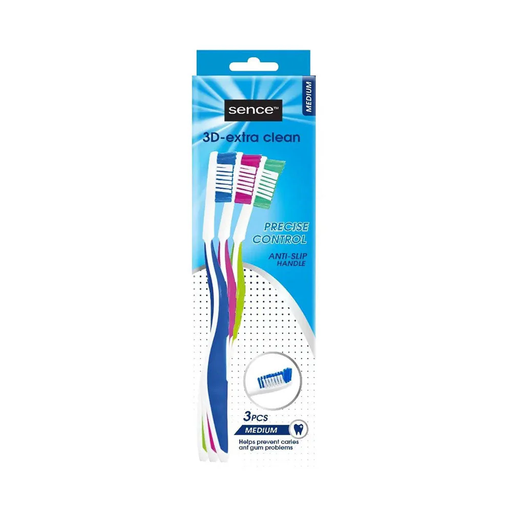 Sence Toothbrush Medium 3D-Extra Clean 3 Pieces