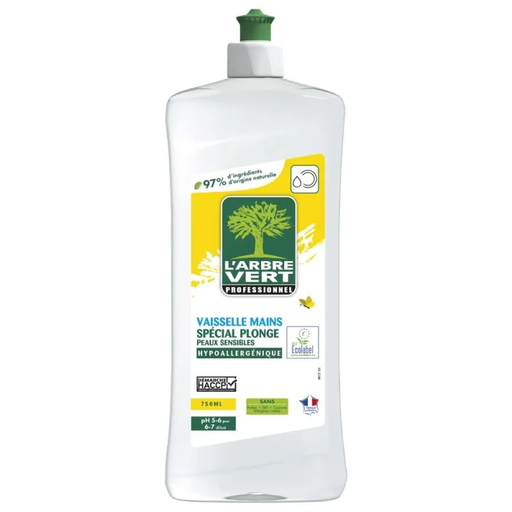 L'ARBRE VERT Liquide Vaisselle Mains Peaux Sensibles 750ml