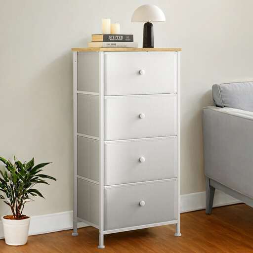 Commode en tissu à 4 tiroirs, structure en métal
