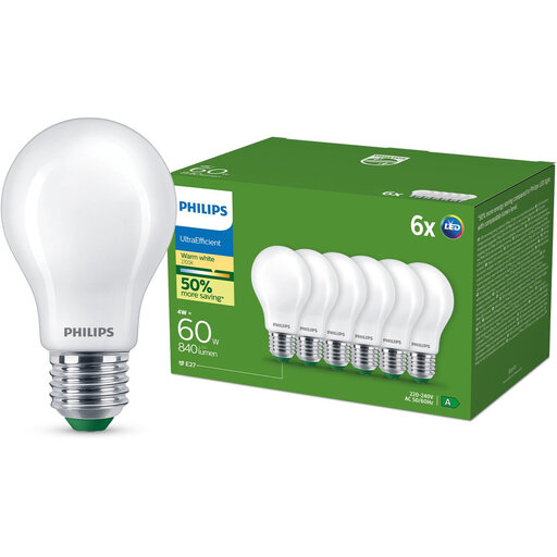 PHILIPS UltraEfficient LED Bulb, Matte - 60W