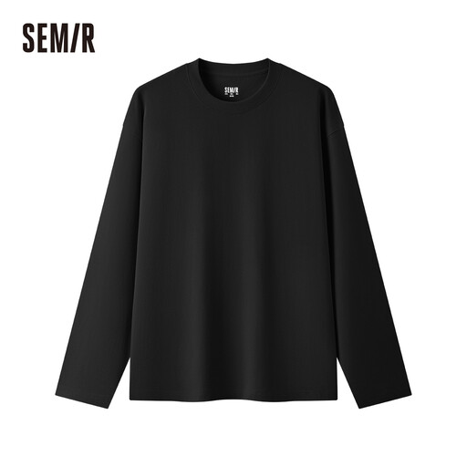 SEMIR Solid Color Basic Long Sleeve T-Shirt Black XL