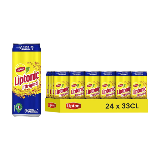 Lipton sparkling black tea drink, pack of 24 × 330 ml cans