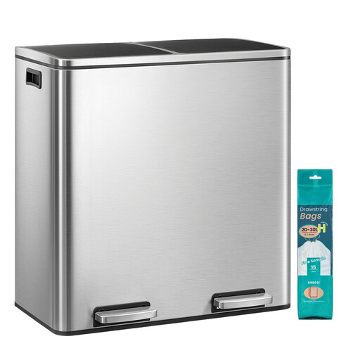 Large stainless steel bin with 2 compartments