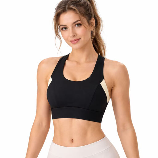 High-intensity women’s sports bra with padding, classic black, M