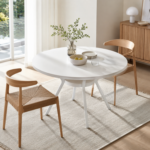Runder Esstisch 120 cm Durchmesser – Modern Wei?