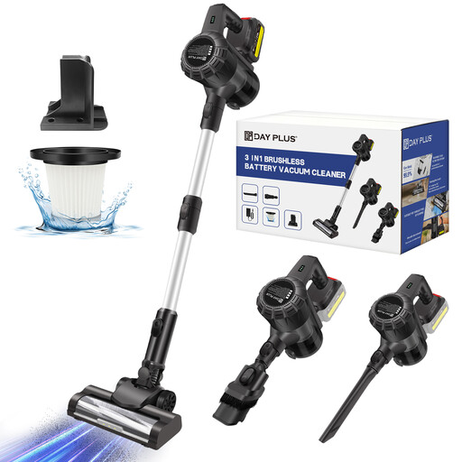 Cordless vacuum cleaner with LED brush and one battery