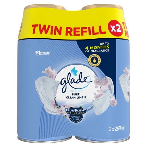 Glade 自动空气清新喷雾替换芯，Clean Linen 清香，每包 2 支