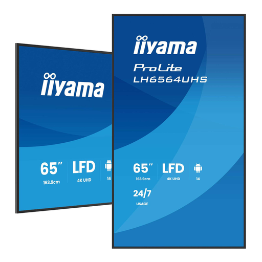iiyama LH6564UHS-B1AG monitor, digital signage flat screen, 65"