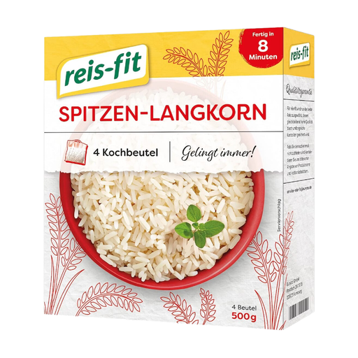Reis-fit 8-Minute Parboiled Long Grain Boil-in-Bag Rice 4x125g
