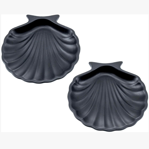 Set of 2 black shell-shaped cement jewelry dishes
