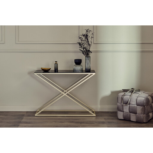 jahnke Konsole XTRA Console - Black Glass/Golden
