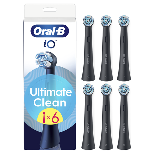 Oral-B iO Ultimate Clean Black - Original Replacement Brush Heads for Electric Toothbrush - Deep Clean - Pack of 6