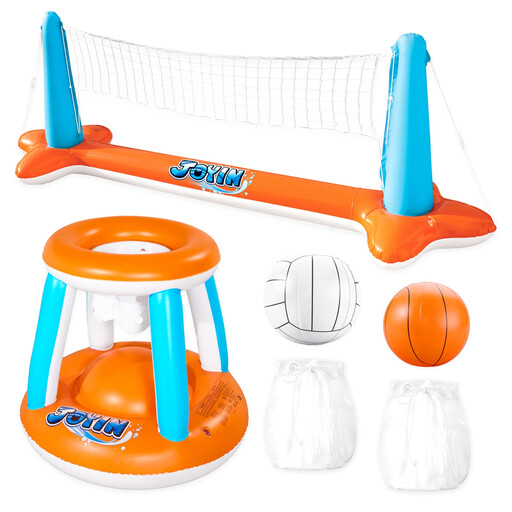 Sloosh Inflatable Pool Float Set Volleyball and Basketball