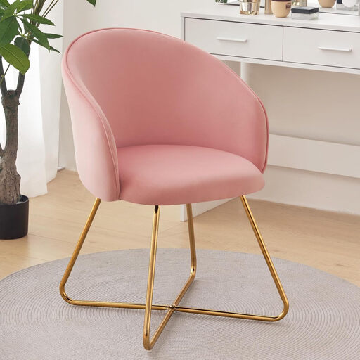 Hellove Schminktisch Stuhl in Samt Rosa mit X-Beinen