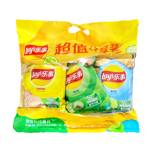 Lay's Potato Chip Combination Pack, Original, Cucumber and Lime, 70g x 3