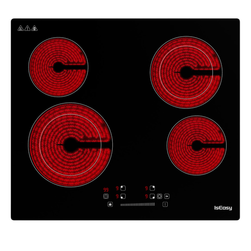 Four-zone hob, 6 600 W, touch controls, dual-circuit cooking zones