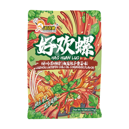 HAOHUANLUO Luosifen Rice Noodles - Hot Chili & Cilantro Flavor, 270g