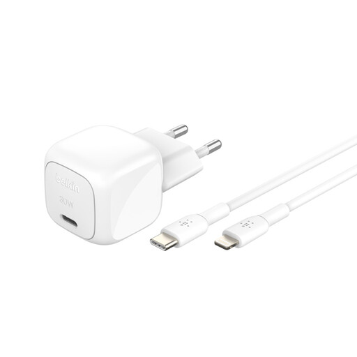 Belkin Chargeur mural 30 W BoostCharge avec c?ble USB-C vers Lightning