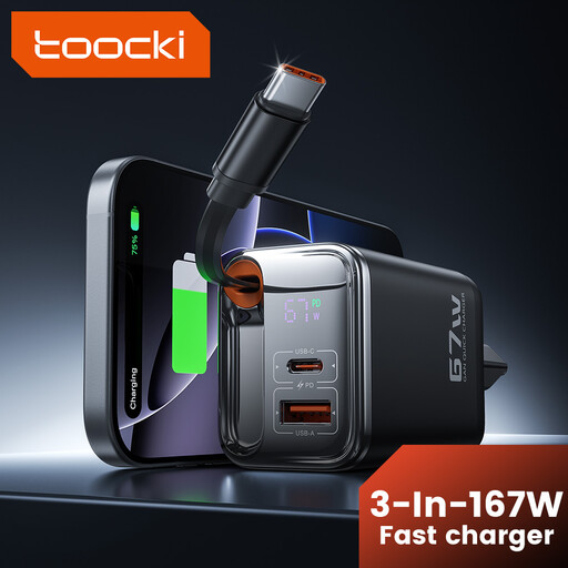 toocki 3-in-1 67W Retractable Wall Charger