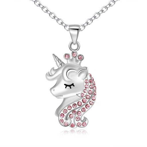 Ever Faith Crowned Unicorn Pendant Necklace