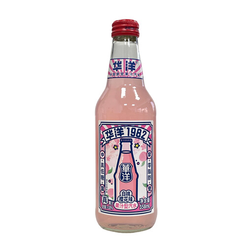 Huayang1982 Sparkling Juice Drink, White Peach & Sakura Flavor, 358ml